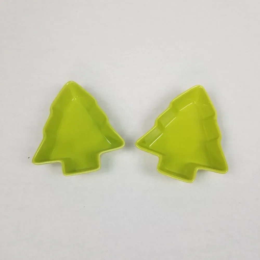 Celebrate It Mini Green Christmas Tree Candy/Nut Dish Set